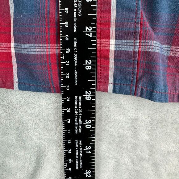 Levis Shirt Mens Large Red White Blue Plaid Snap Western Flap Pockets Modern - Picture 9 of 11